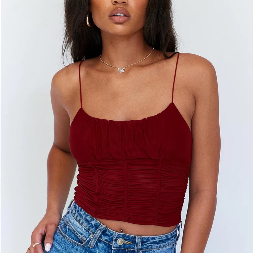 Princess Polly Concordia top Red! New without tags! Crop mesh top